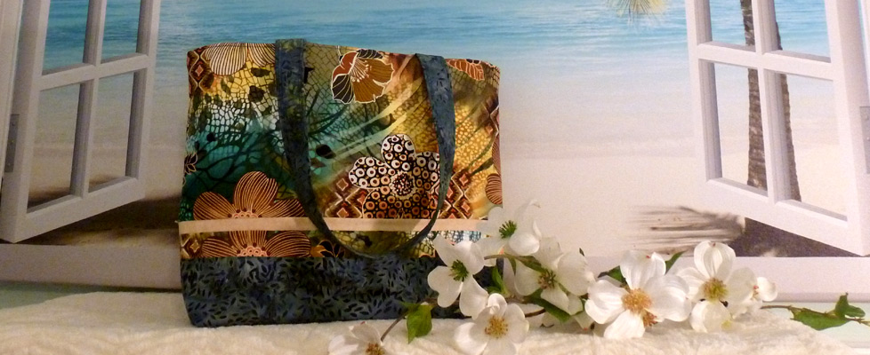 beautiful tote, batik, flowers, hawaii, maui