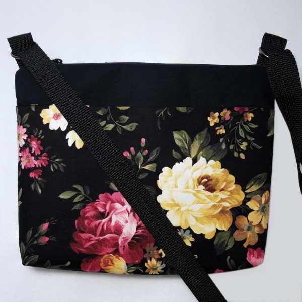 Crossbody bags by Grace, roses on black