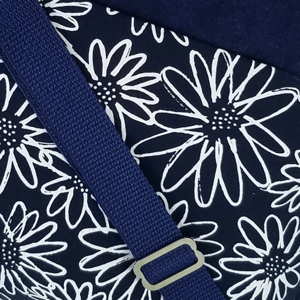 White Fleurs on Navy crossbody