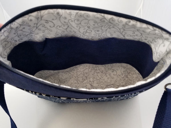 White Fleurs on Navy crossbody