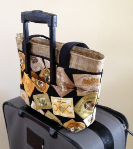 Wine Labels Bag on suitcase