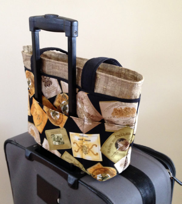 Wine Labels Bag on suitcase