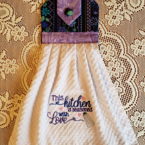 hanging kitchen towel 3 blue lavender