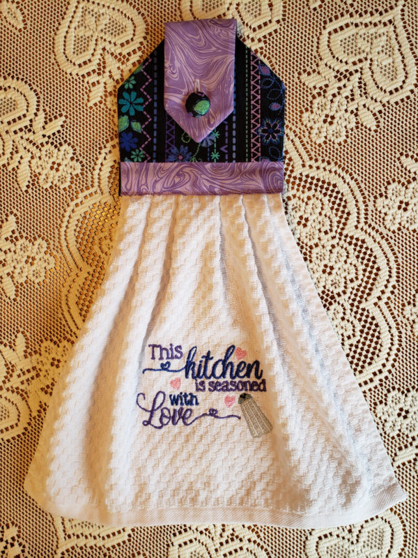 hanging kitchen towel 3 blue lavender